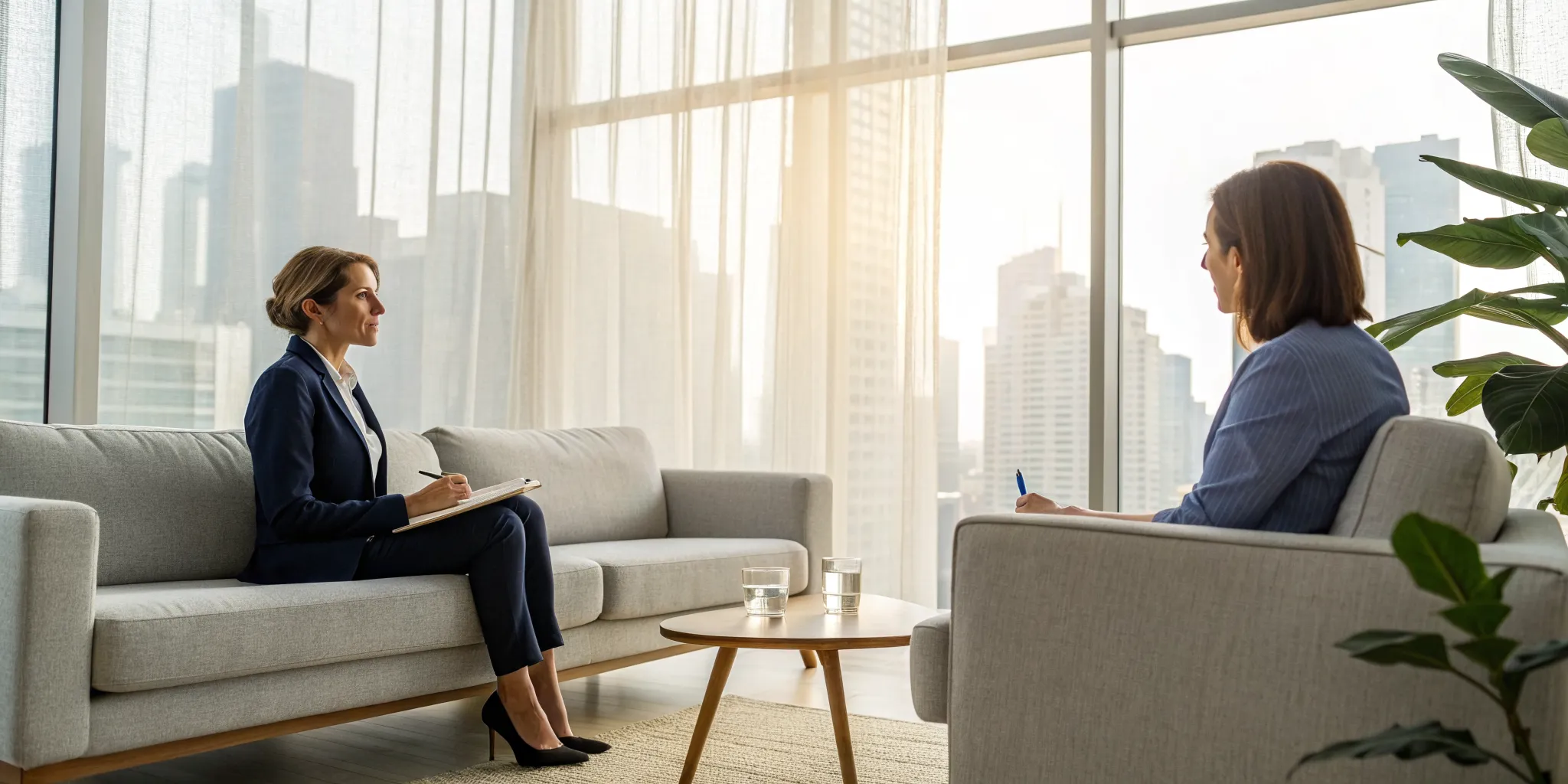 A woman discusses signs of trust issues with her counselor.