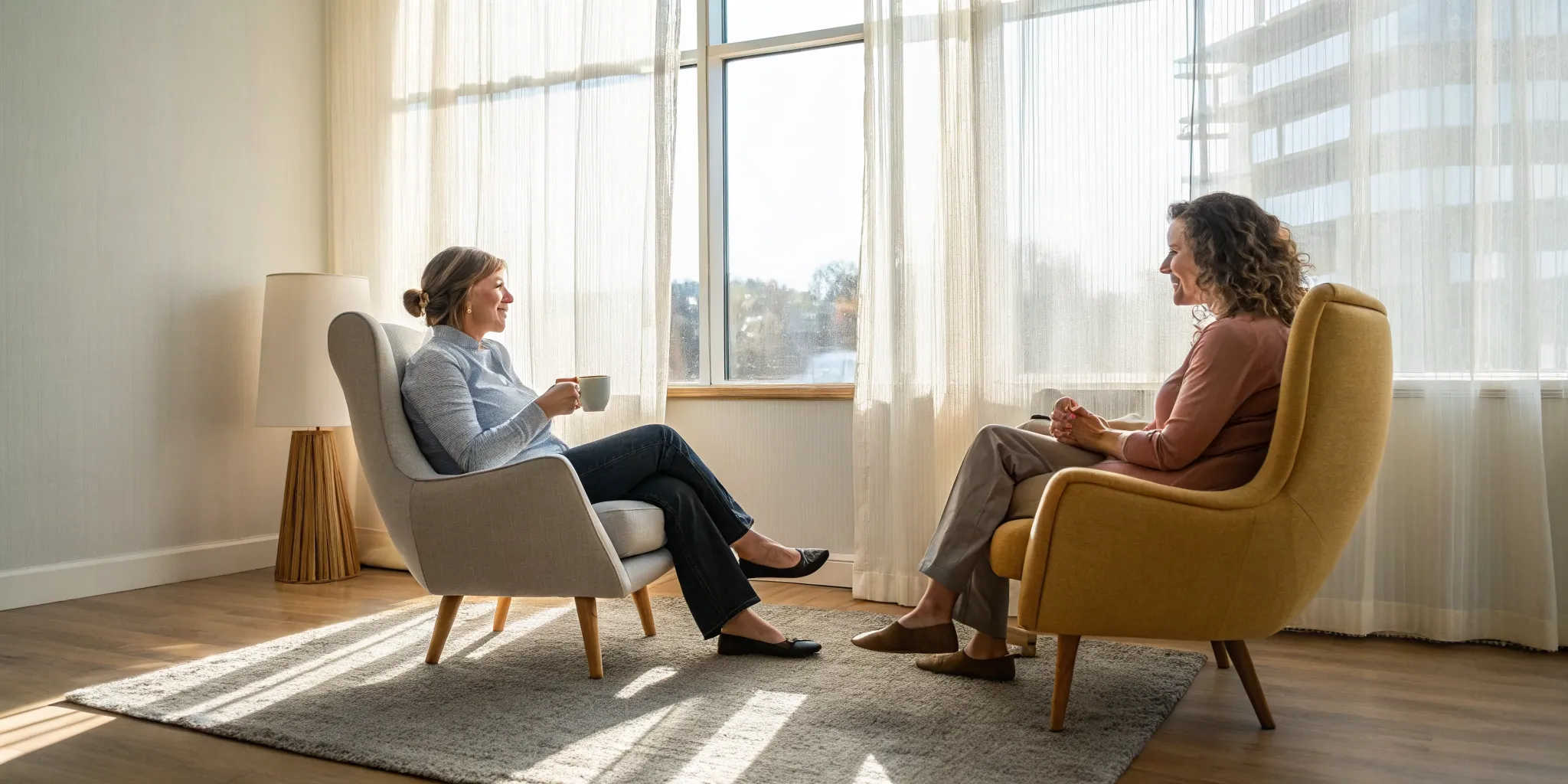 An adult in therapy for attachment issues with her therapist.