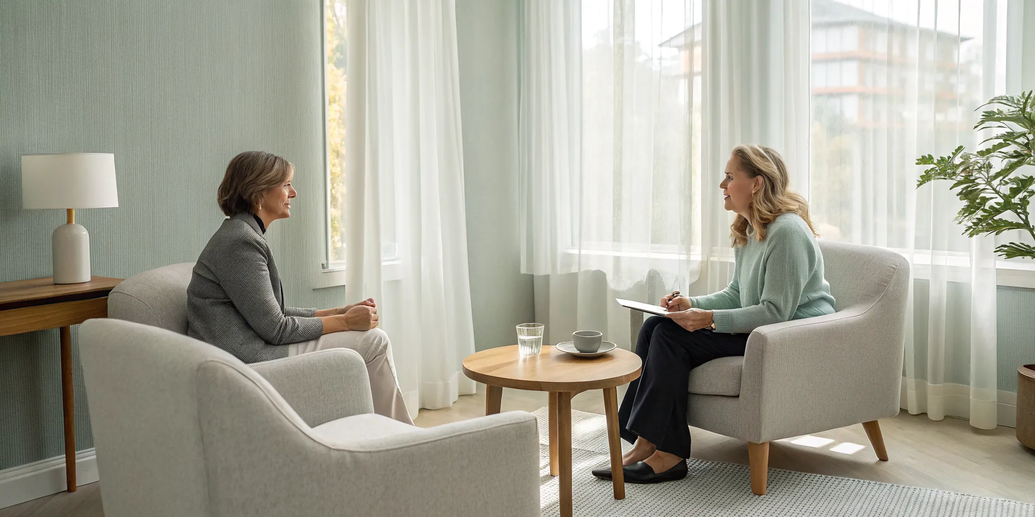 A therapist for a toxic relationship helps a client heal in a supportive session.