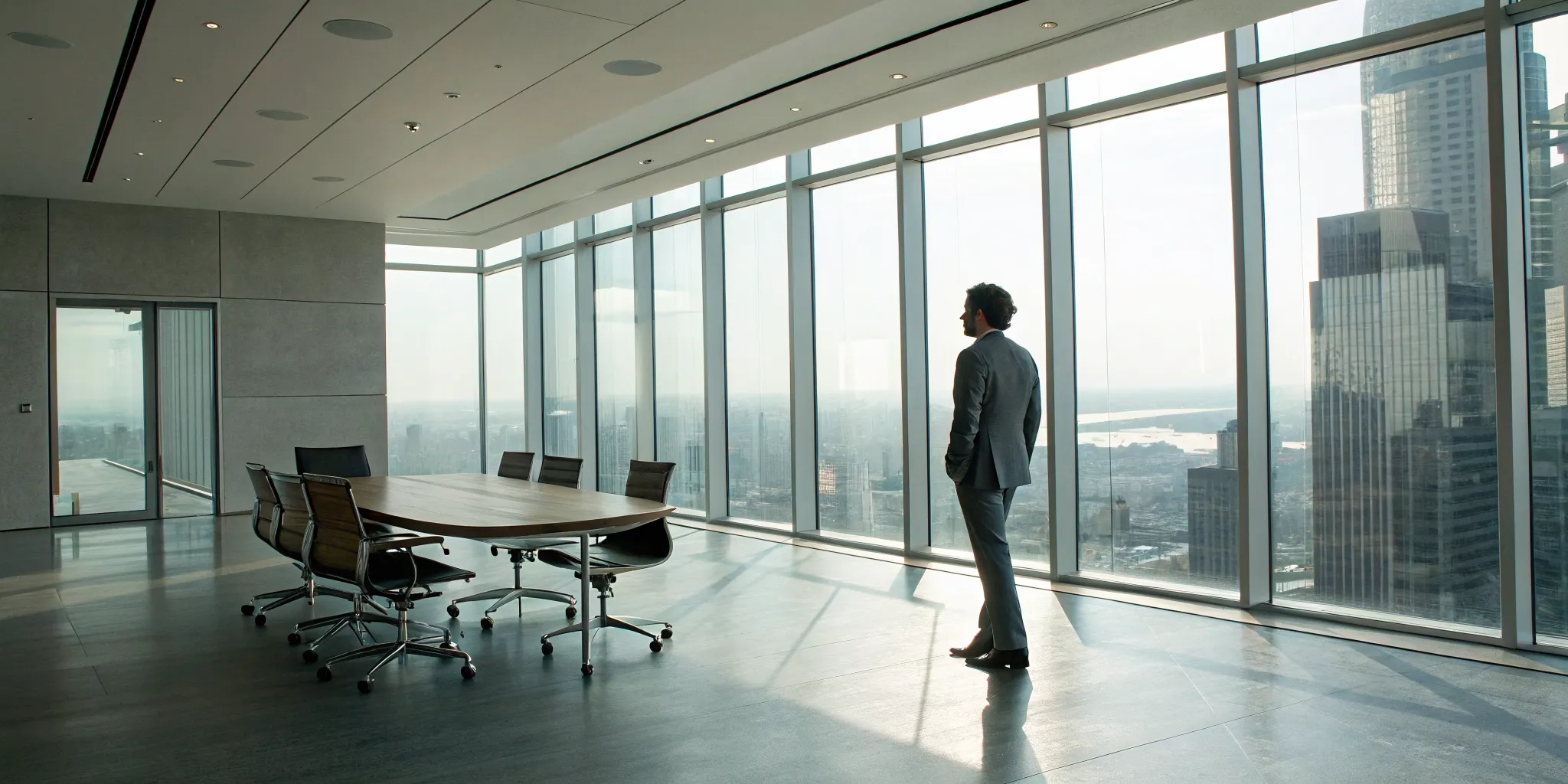 A lone man looking out a window, feeling trapped by the symptoms of a fear of commitment.