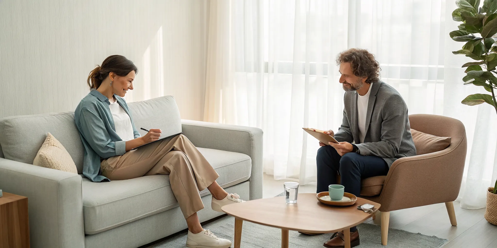 Couple meeting with a therapist for a relationship counseling session.
