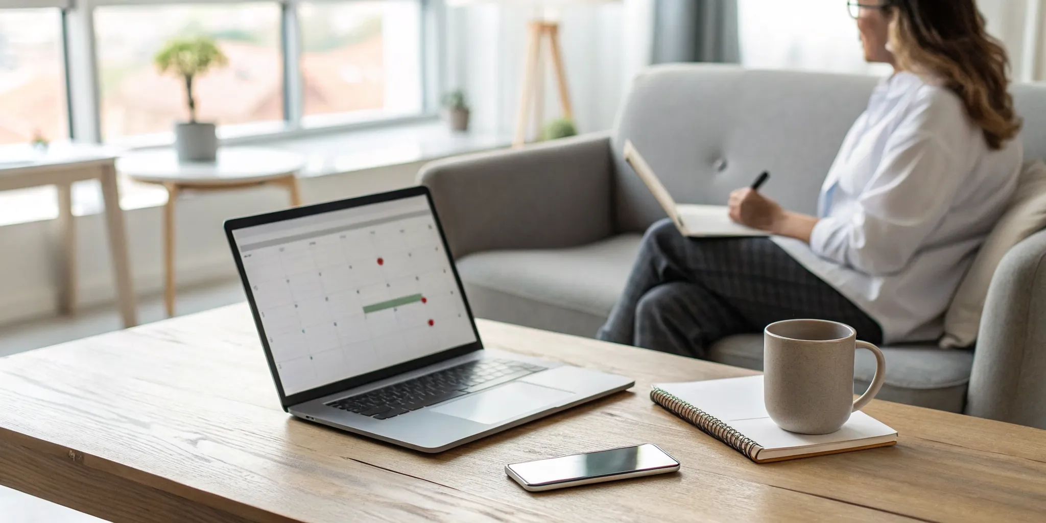Woman using a laptop to book a couples therapy session.