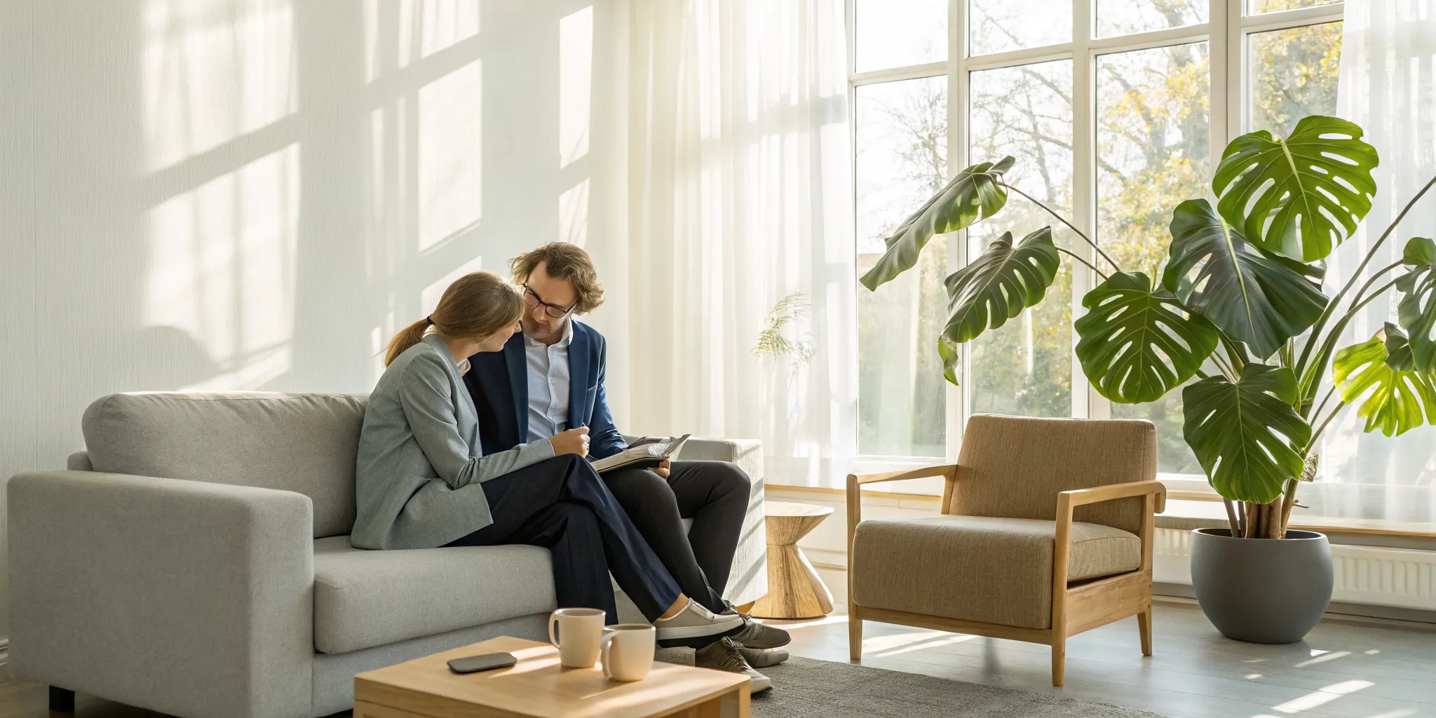 A couple in couples counseling, working through issues after moving in together.