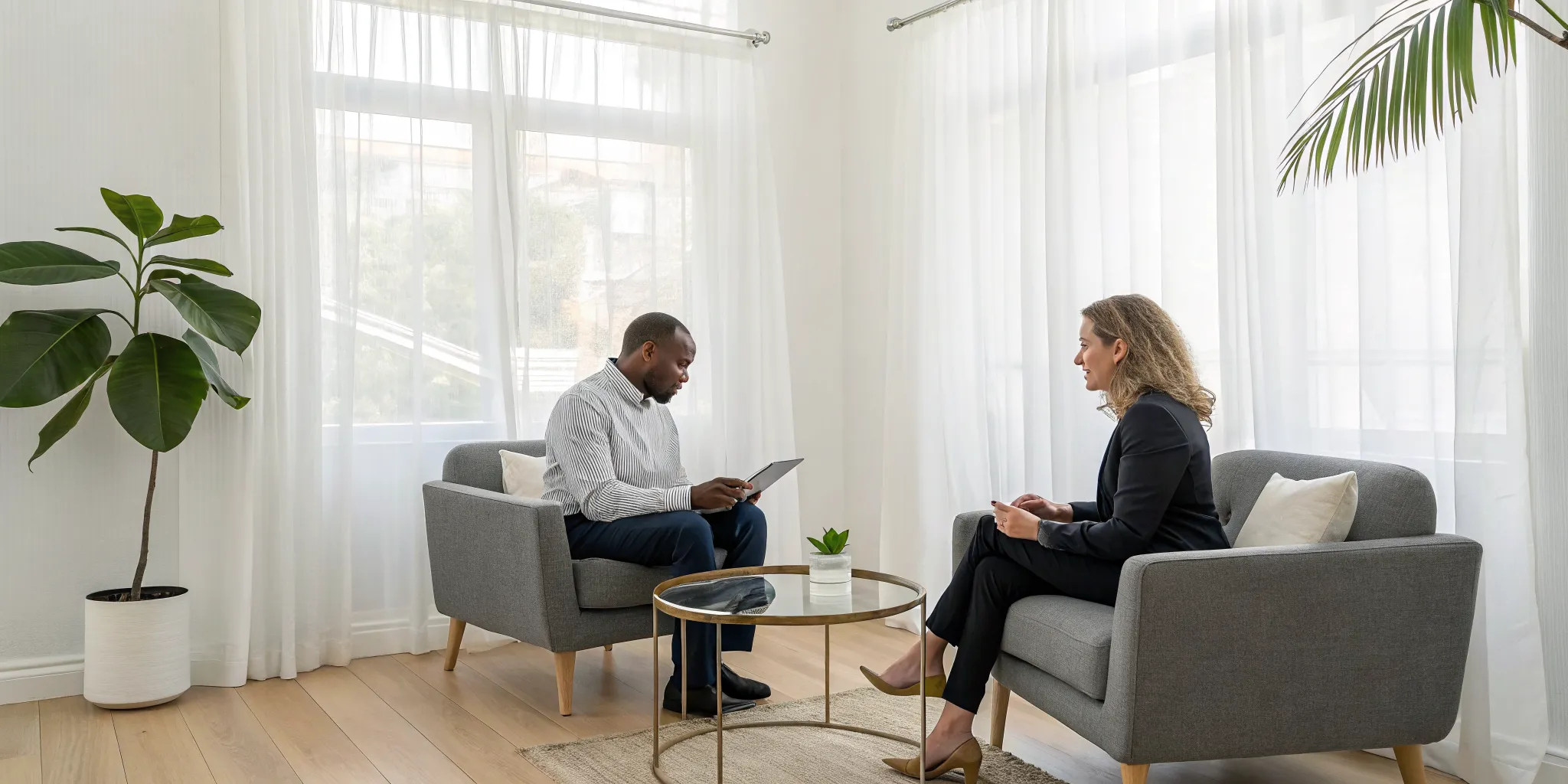 A couple works on communication issues during a couples therapy session.