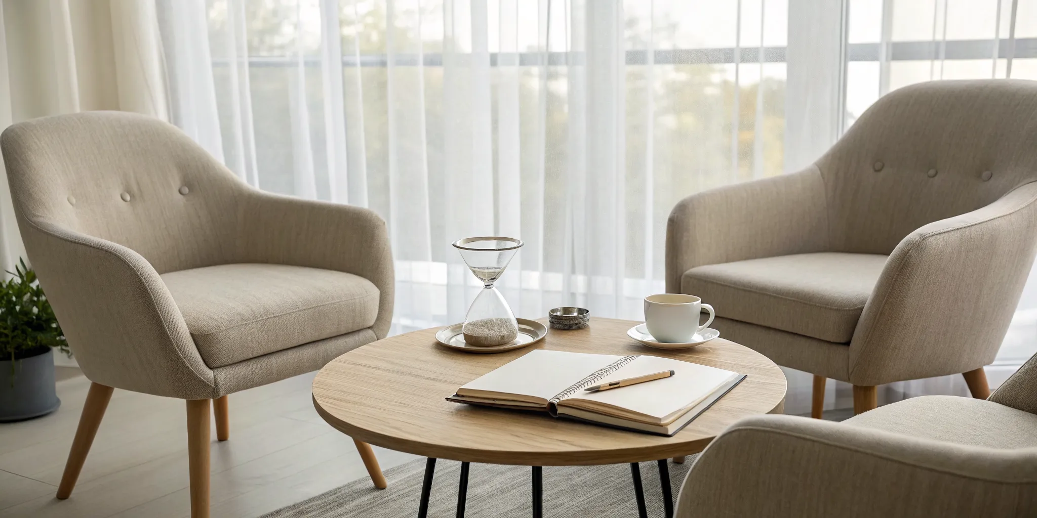 A calm therapy office for finding the best kind of therapy for major life changes.