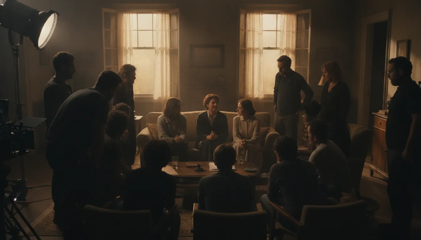 Production team meeting with a mental health consultant for TV and film