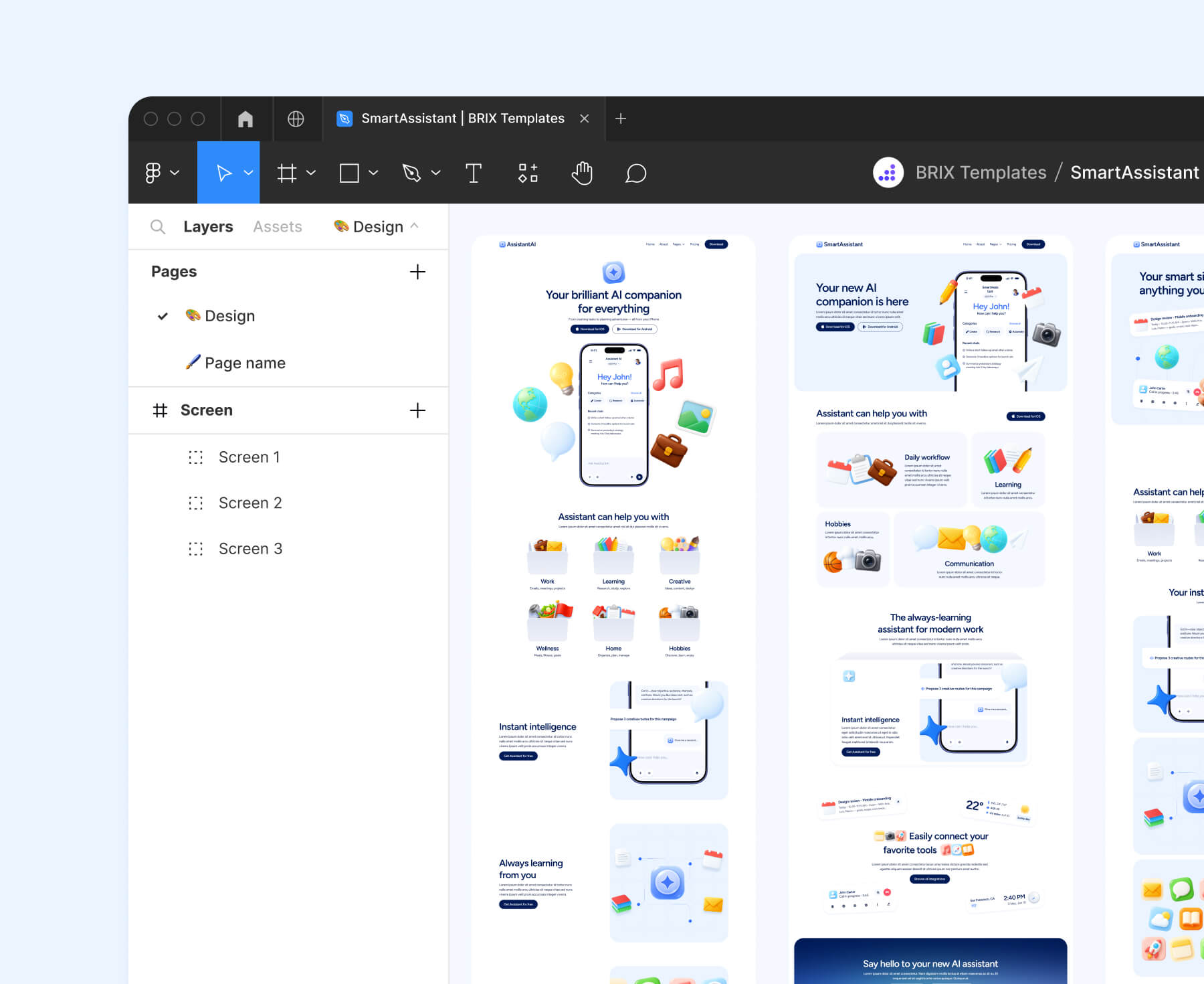 Figma File - SmartAssistant - Webflow Templates | BRIX Templates