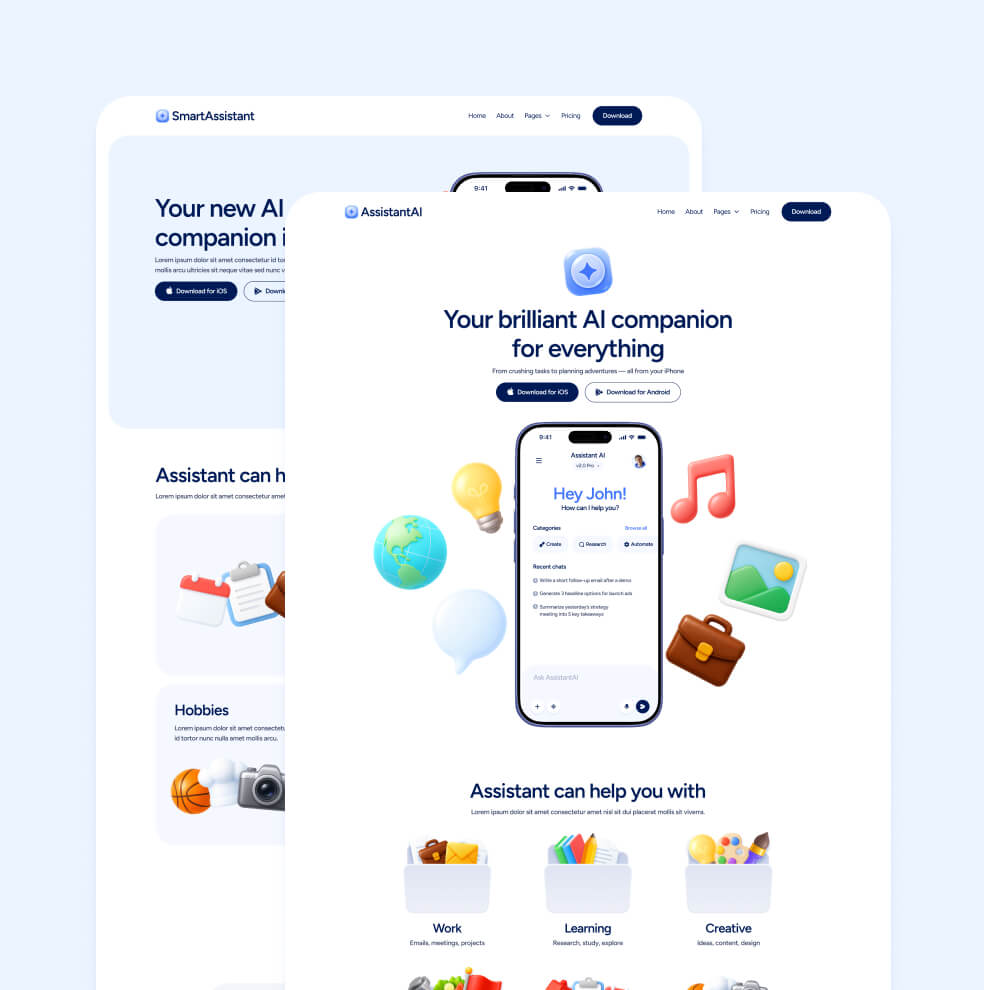 Pages - SmartAssistant - Webflow Templates | BRIX Templates
