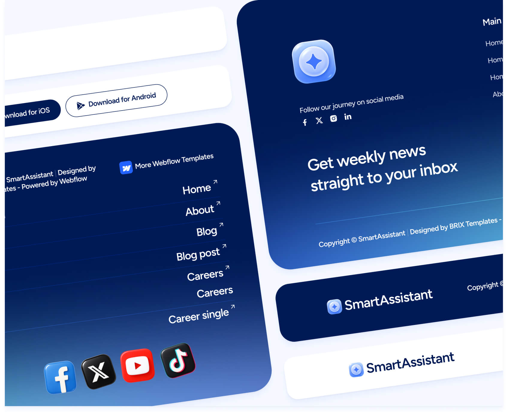 Headers and Footers - SmartAssistant - Webflow Templates | BRIX Templates