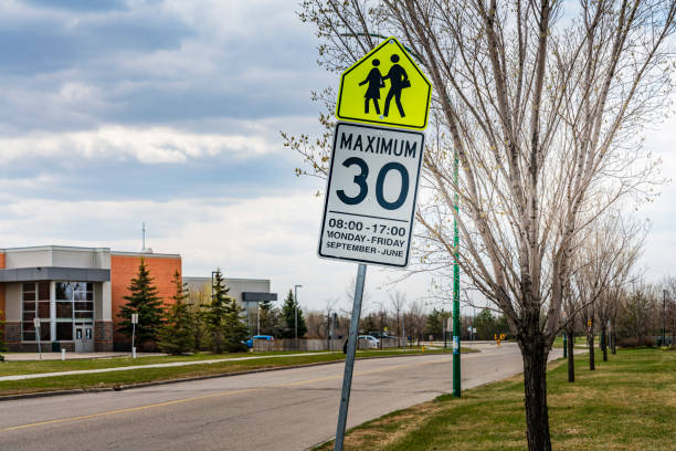 School zone speed limit sign protecting students
