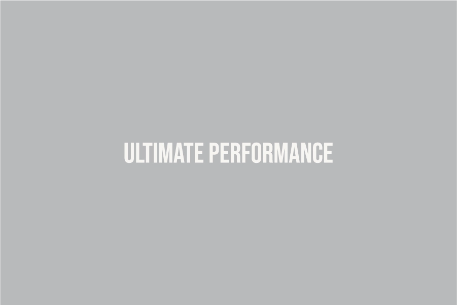 Text 'Ultimate Performance' in white capital letters centered on a gray background.