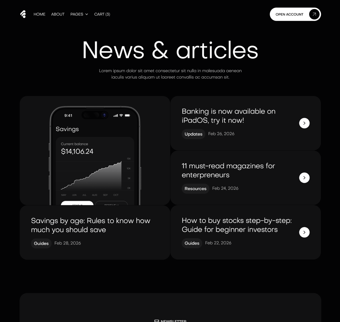 Creditflow - Blog V3 Page - Bank Webflow Template | BRIX Templates
