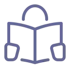 Simple line icon of a person reading an open book