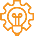 Orange gear with light bulb, symbolizing innovative technology and creative problem-solving