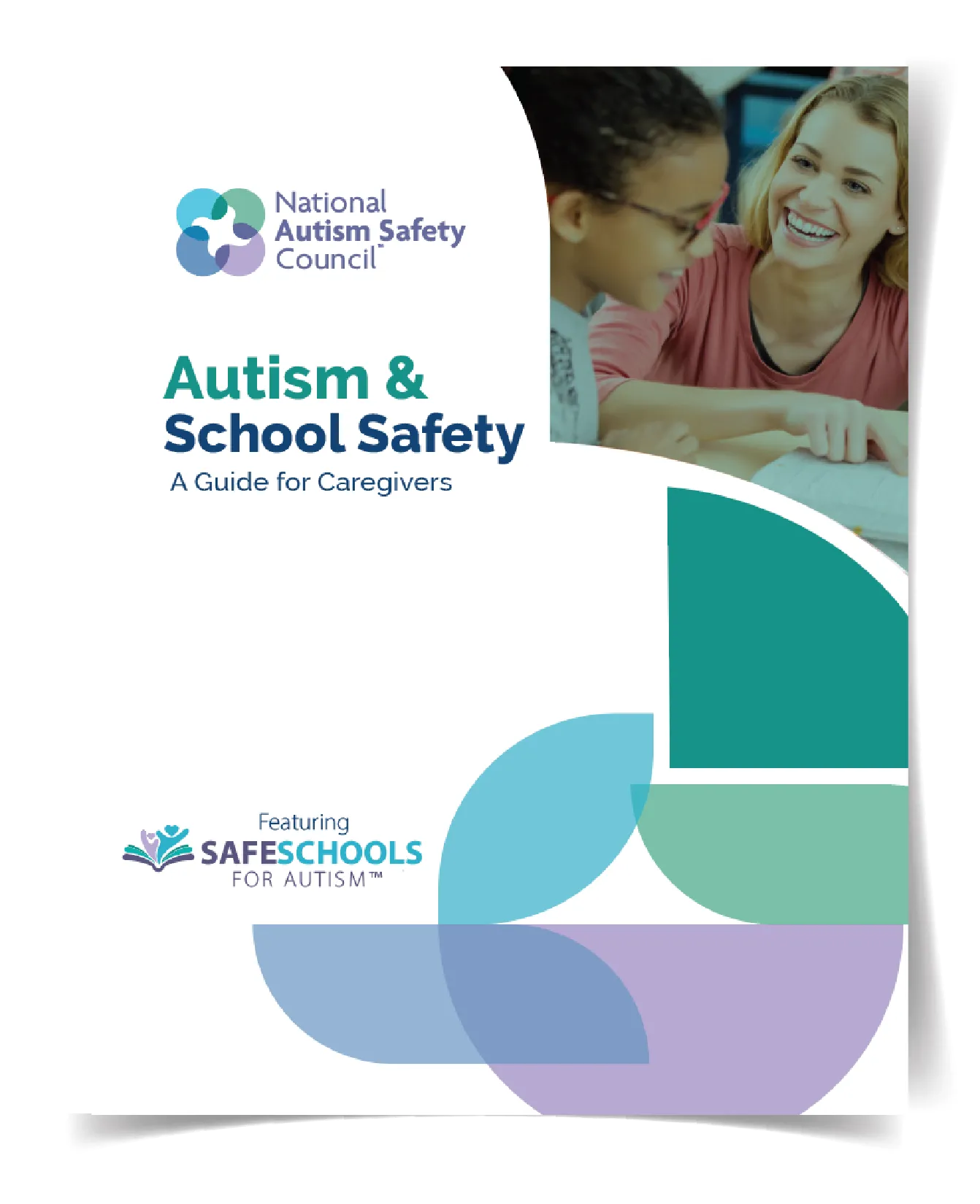 Autism & School Safety guide with smiling caregiver and child