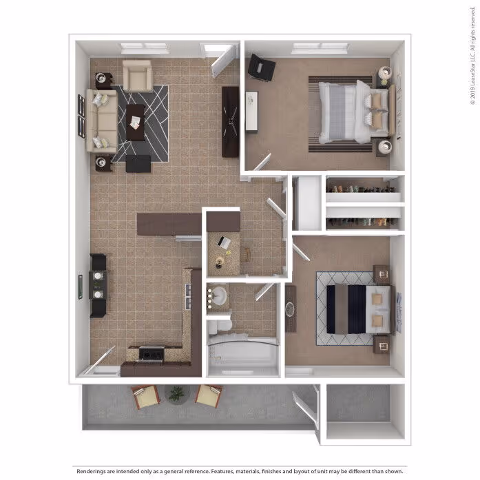 Two bedroom floor plan layout