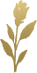 Simple gold-colored rose motif with leaves on a white background.