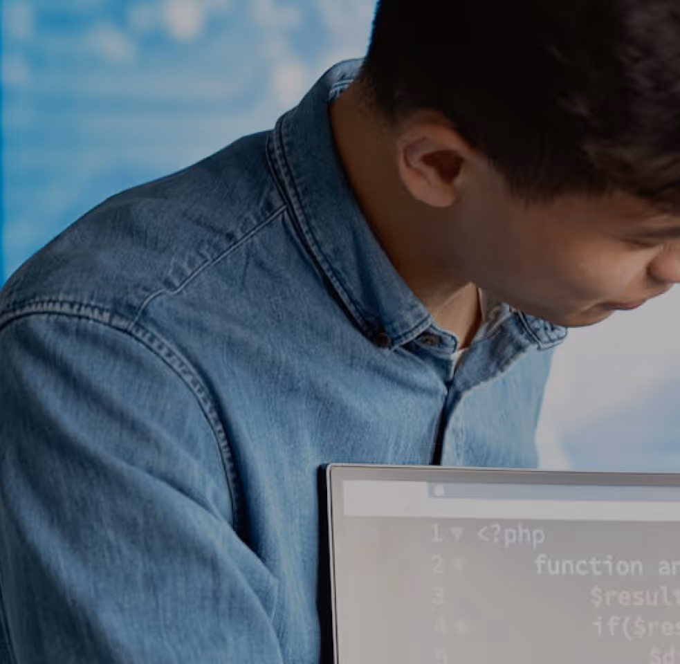 Developer coding close up