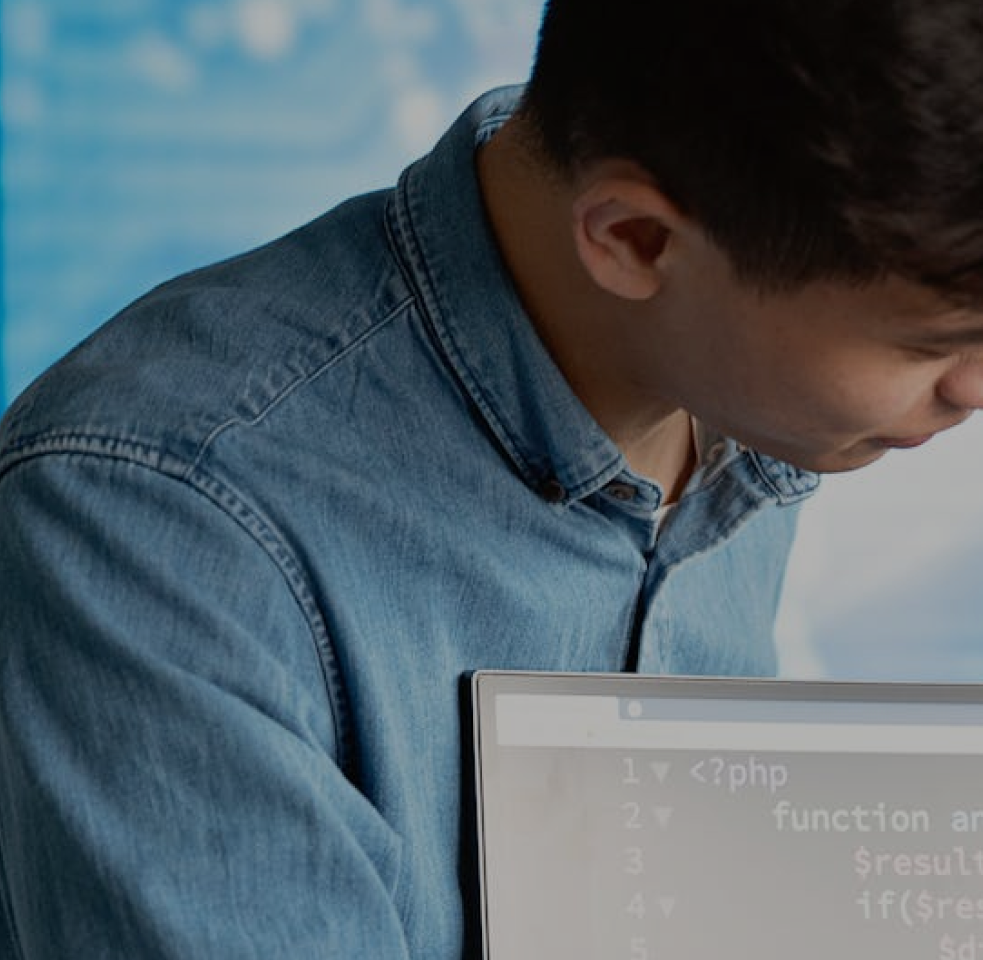 Developer coding close up