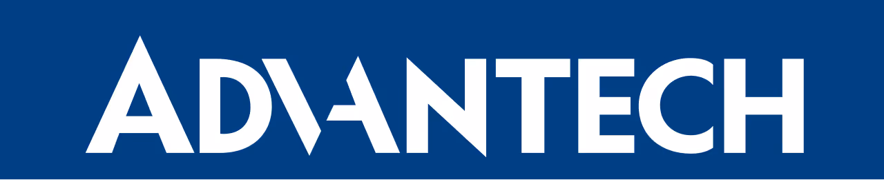 Advantech company logo in bold white letters on a blue background.