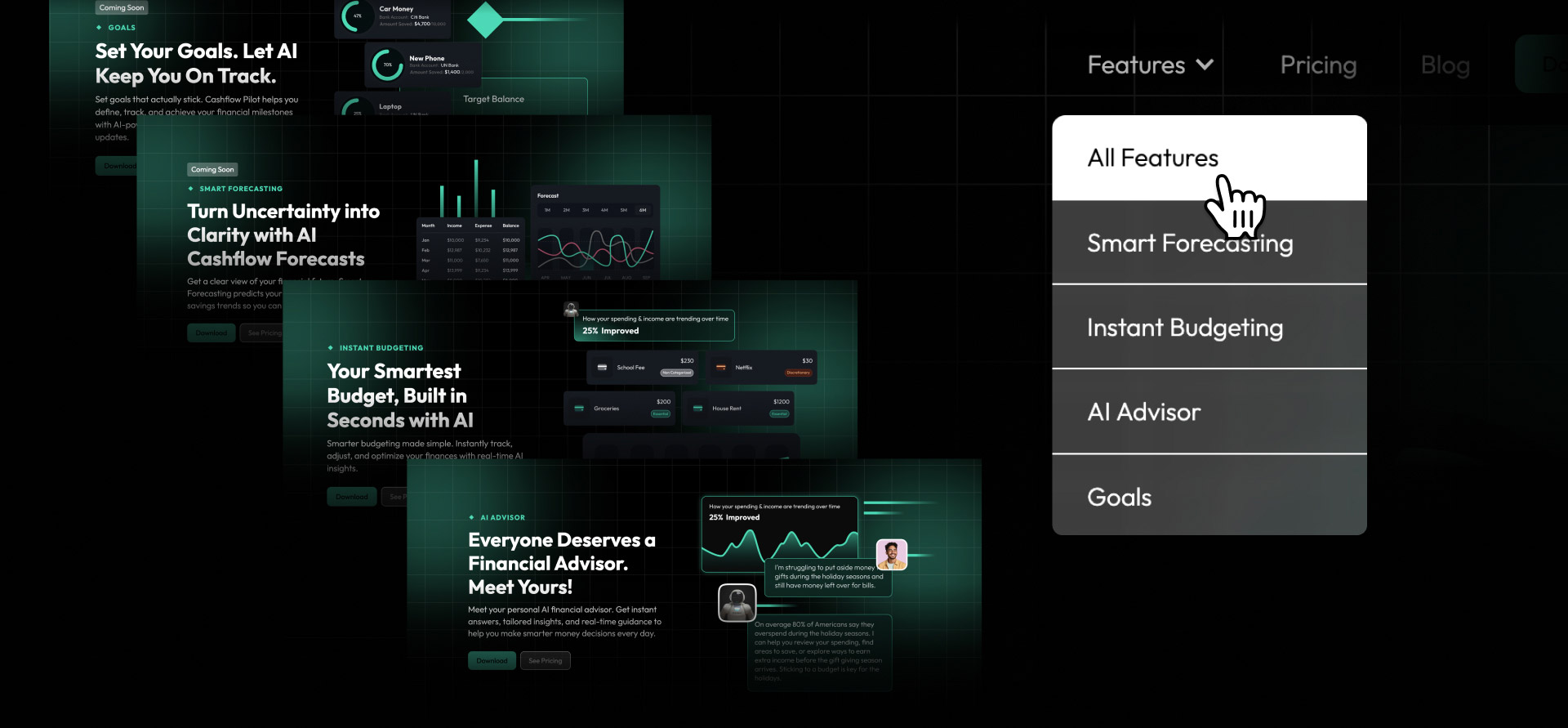 Cashflow Pilot's feature pages