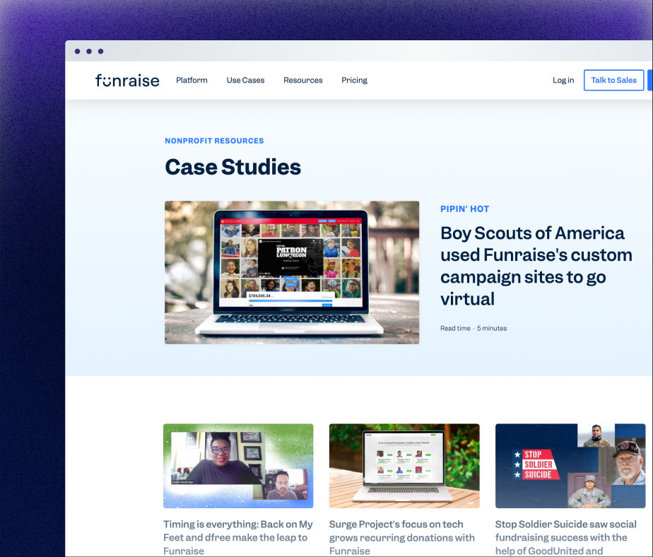 An example of customer highlights and more original content/resources: Case Studies