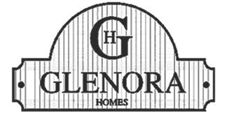 Logo featuring a large letter G above the word GLENORA enclosed in a rectangular and arched border.