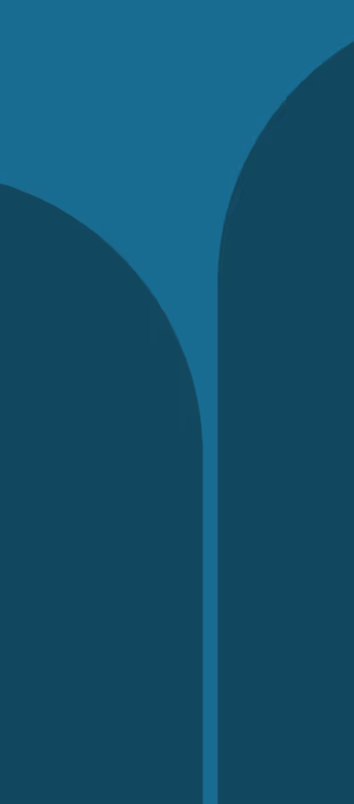 Design geométrico abstrato com arcos em tons de azul.