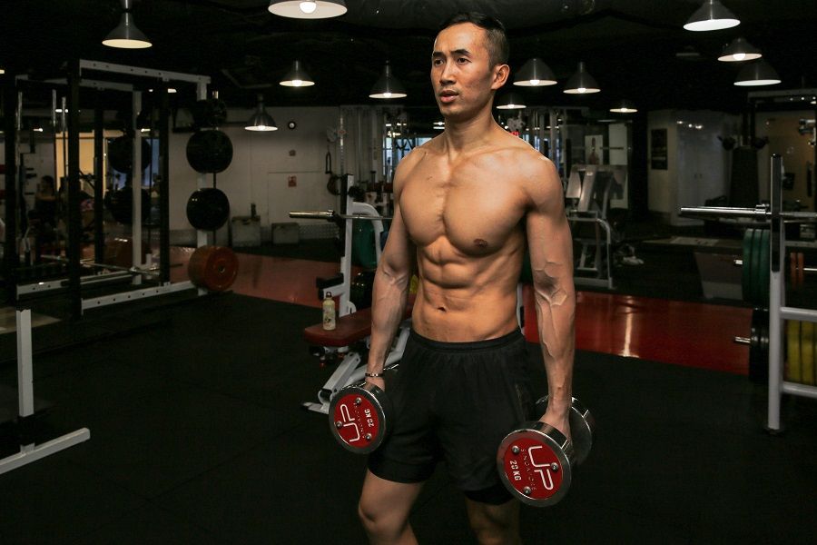 Norman with dumbbells