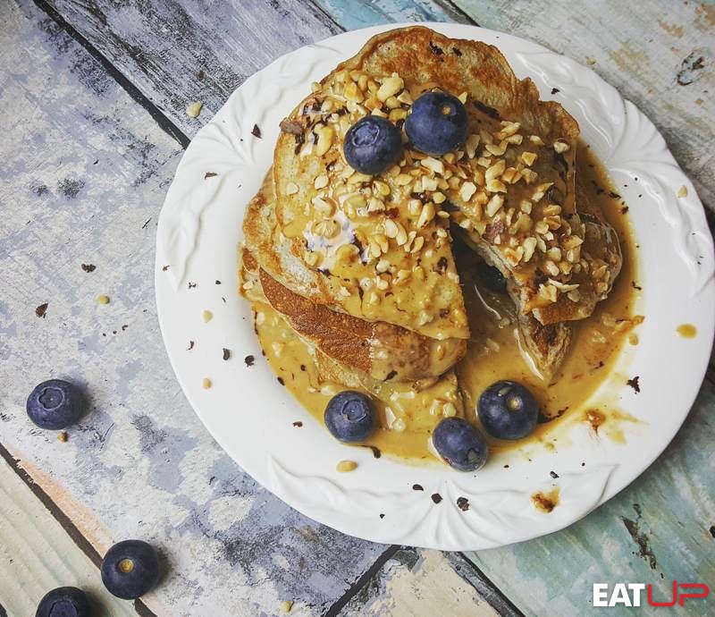 Protein Banana Pancakes with Peanut Butter Sauce Recipe