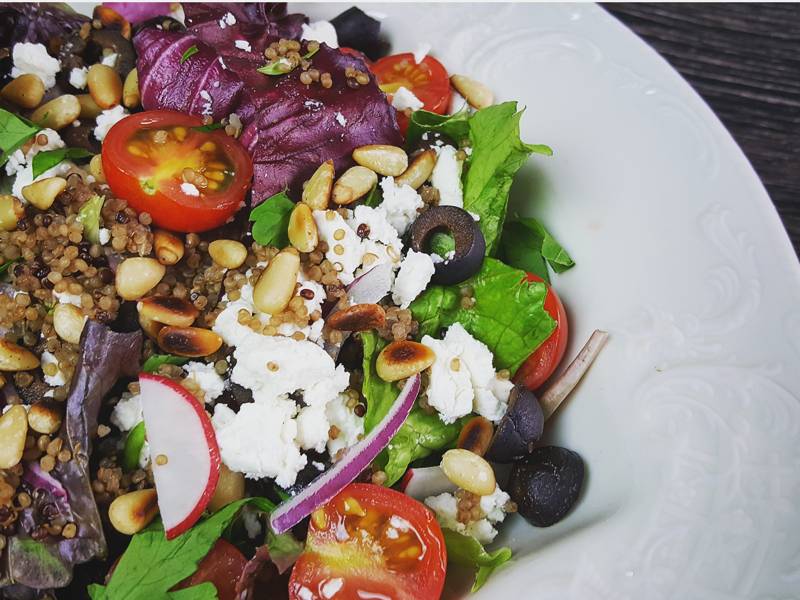 Simple 5-Minute Quinoa Salad With Feta & Pine Nuts Recipe