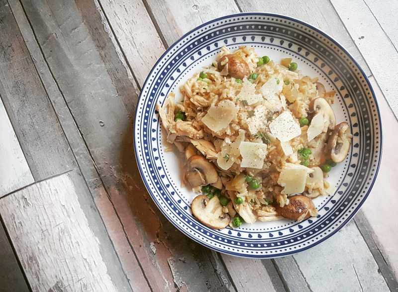 Easy Chicken, Mushroom &amp; Brown Rice Risotto Recipe