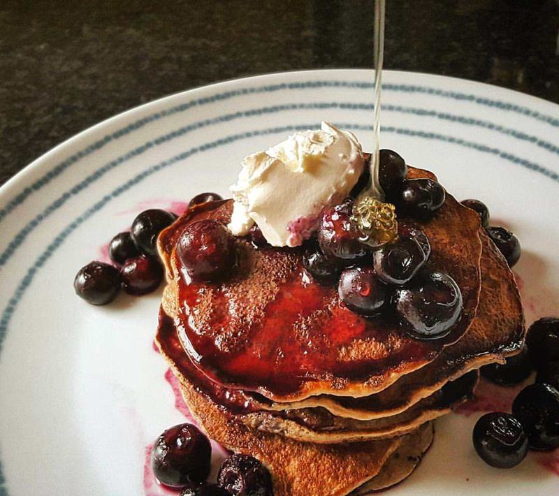 Protein Pancakes With Blueberry Compote Recipe
