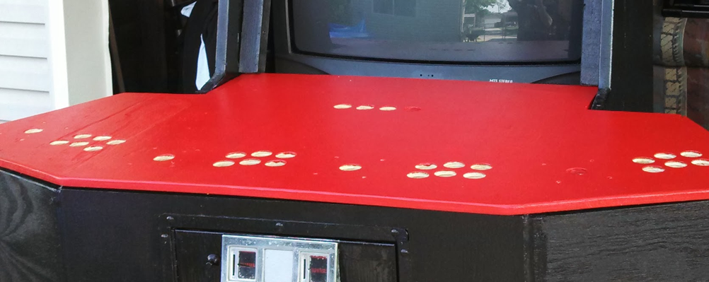 An arcade cabinet in process of being built