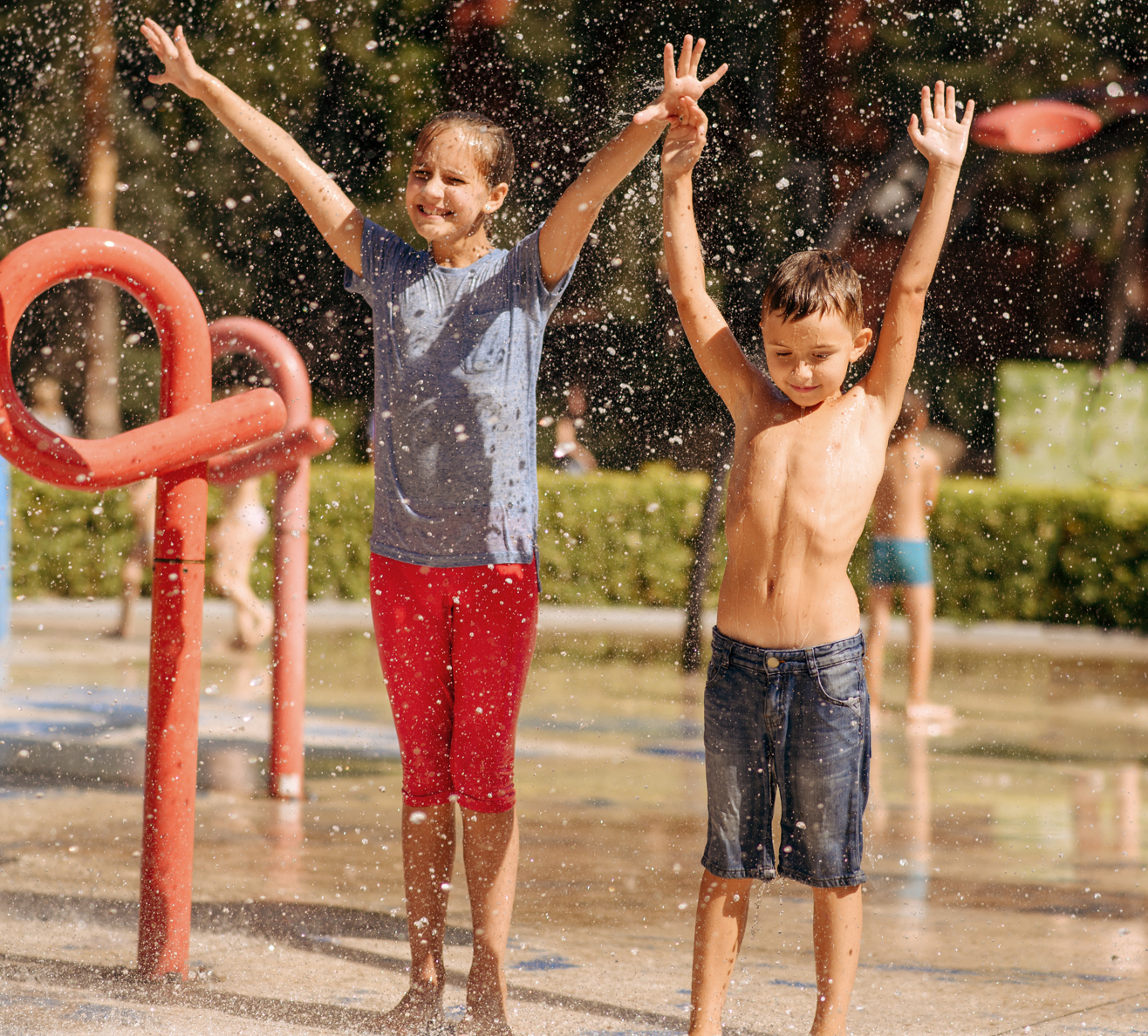 Splash pad located near clubhouse.