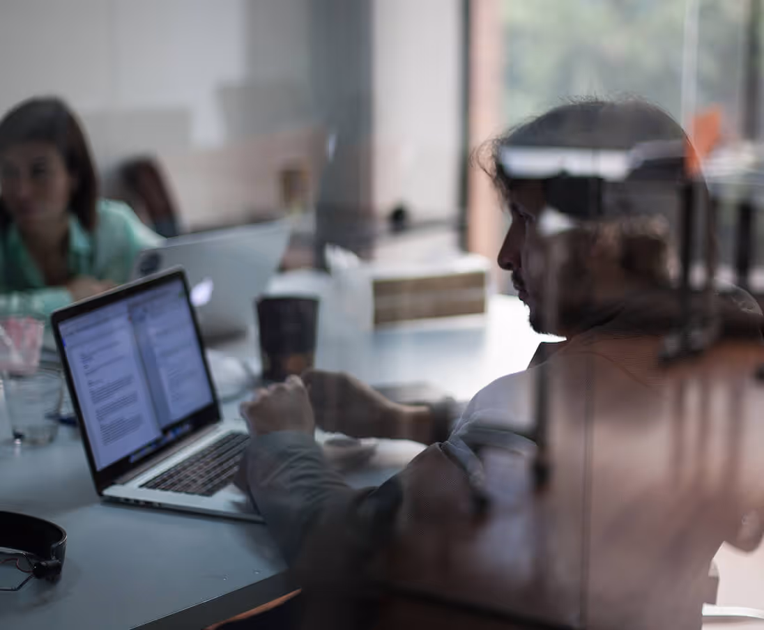 Alex and Tania, working at the start of Bunny Inc