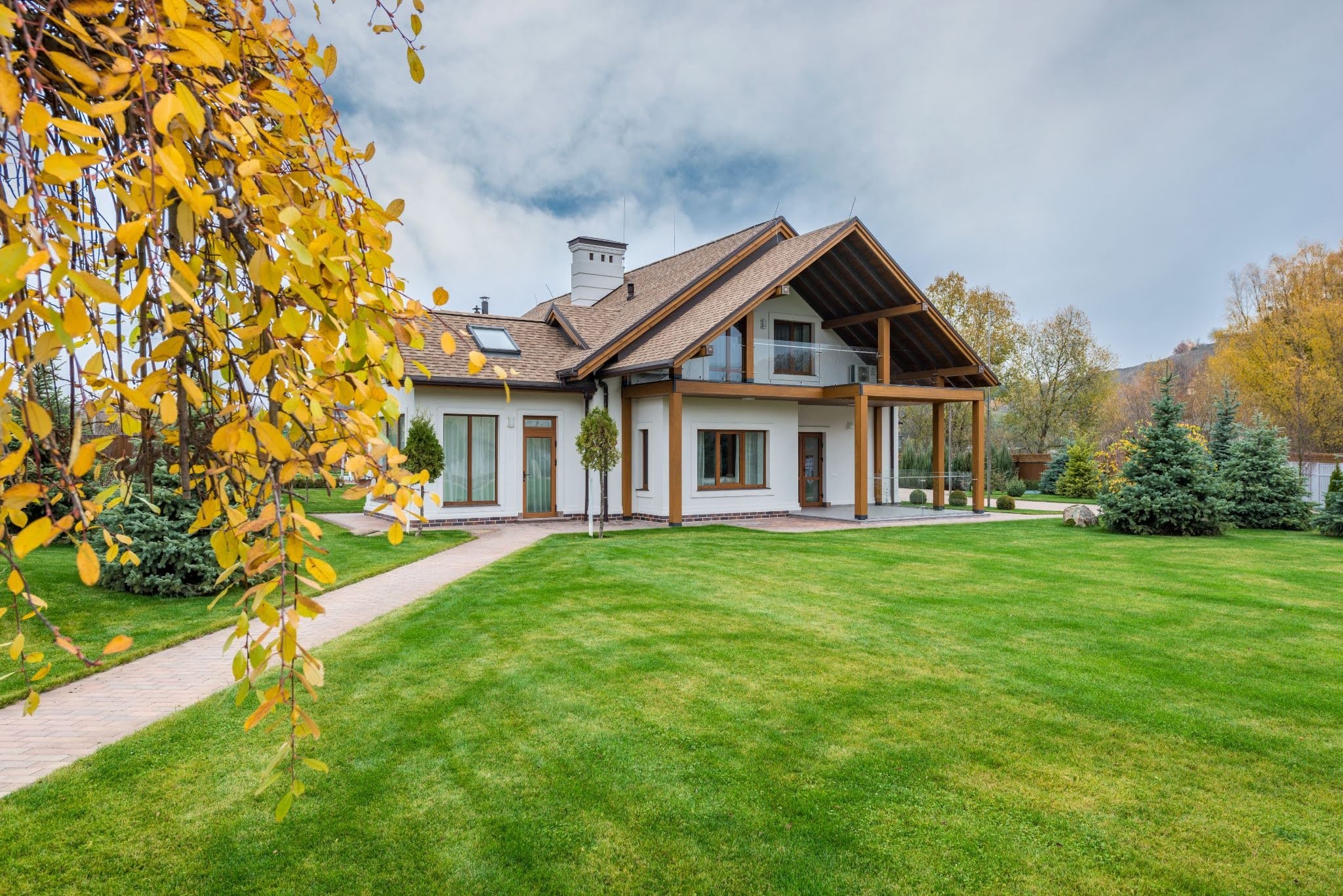 A beautiful suburban home with lush green lawn