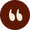 White quotation mark symbol inside a brown circle.