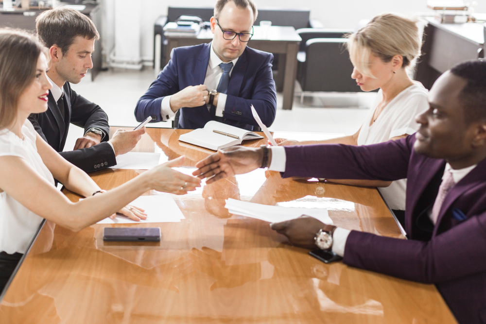 Leadership team meeting around a conference table