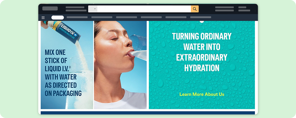 picture of a woman dringking water between two texts