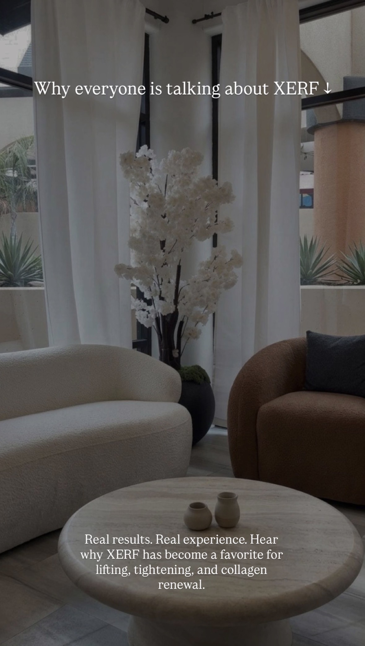 Bonita Aesthetics lounge with the message Why everyone is talking about XERF
