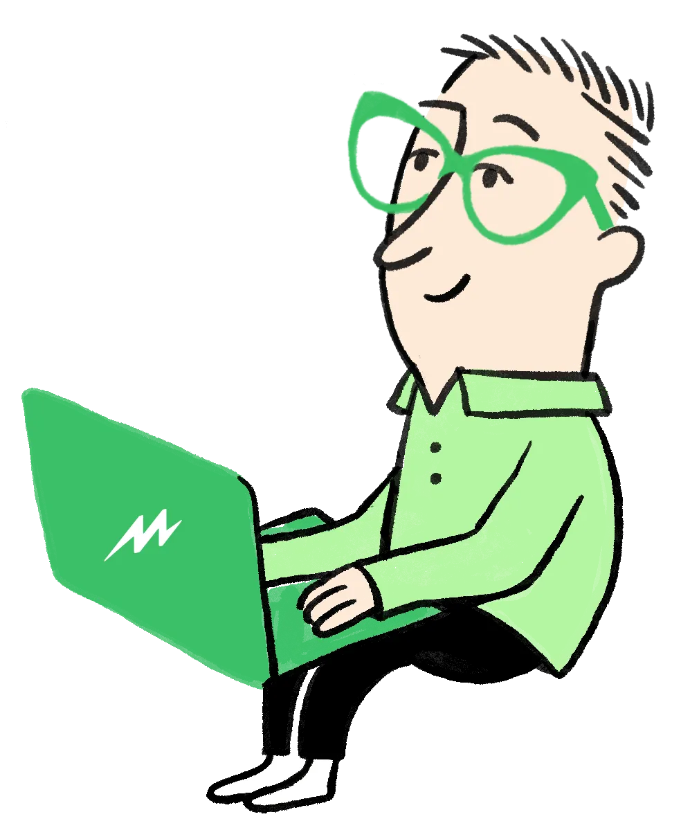 Mighty accident lawyer with laptop