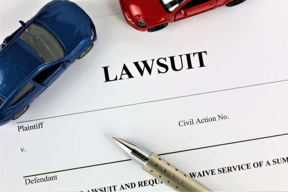 Car accident lawsuits - picture of lawsuit with toy cars