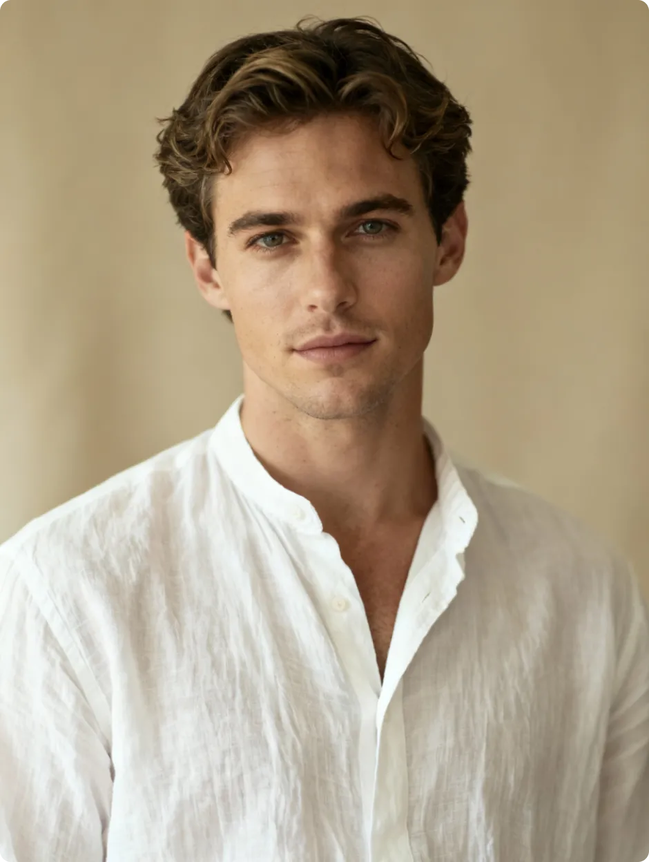 A man in a white shirt posing for a picture.