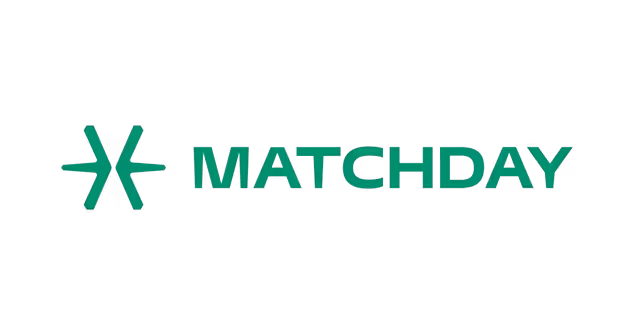 Green stylized asterisk-like logo followed by the word MATCHDAY in uppercase green letters on a black background.