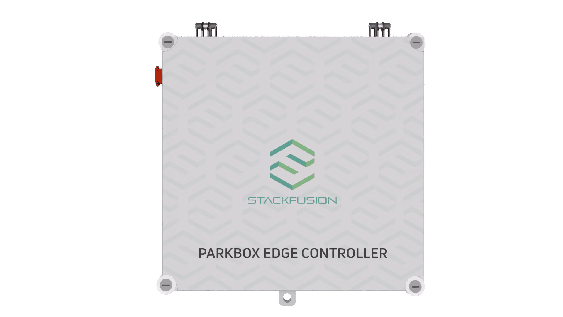StackFusion ParkBox Edge Controller device with hexagonal logo and text on front panel.