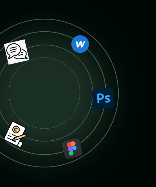 Photoshop, Figma, Webflow, Copywriting, Good communication