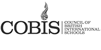 COBIS logo with stylized flame and text reading Council of British International Schools.