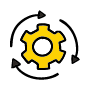 Yellow gear icon symbolizing settings on a dark background.