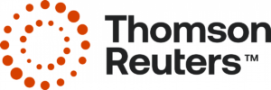 Thomson Reuters logo featuring an orange circular dot pattern beside the company name in black text.